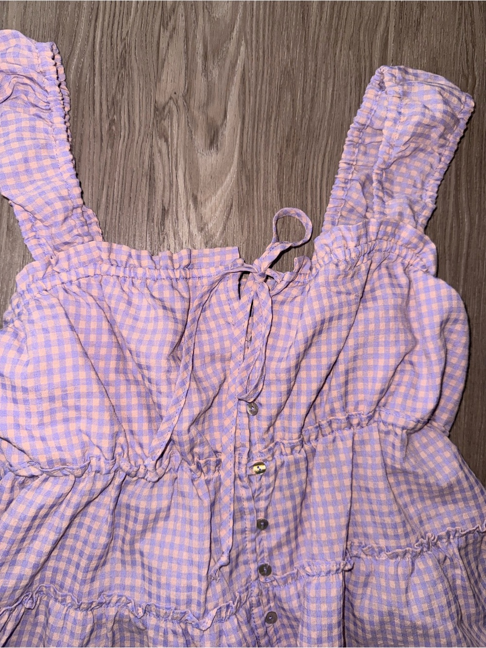 Rewind Lavender Gingham Ruffle Tank - Picture 3 of 5